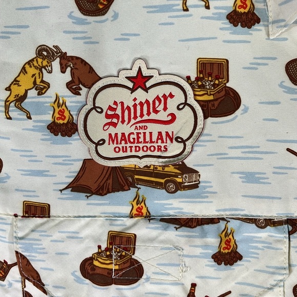 NEW Shinner Bock Edition Magellan Men's Button Down Short Sleeve Shirt. Sz. L - Picture 2 of 12